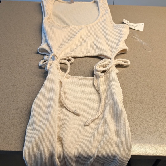 Cream Side Cut Out Dress - Picture 1 of 5